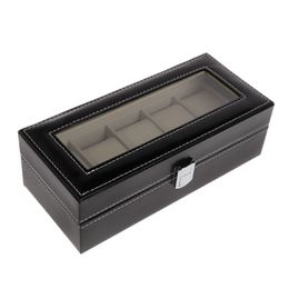 Boîtes à bijoux Boîte de montre Boîte de rangement Emballage cadeau Boîtes de présentation de bijoux 5 Grilles Luxe Faux cuir Doux Protection Organisateur Montres Fin 13MD 230804