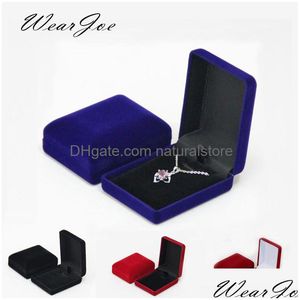 Boîtes à bijoux en gros pendentif collier chaîne paquet de stockage boîte-cadeau doux noir bleu/rouge/veet cercueil longues boucles d'oreilles organisateur goutte Ot90R