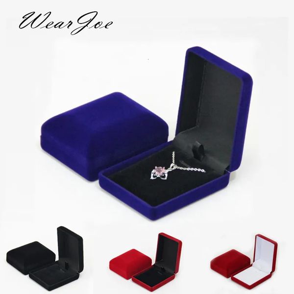 Boîtes à bijoux en gros pendentif collier chaîne paquet de stockage boîte-cadeau doux noir bleu rouge velours cercueil longues boucles d'oreilles organisateur 231127