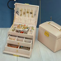 Sieradendozen zlalhaja 3-laags sieraden Organisator Box Leather Large capaciteit sieradendozen display ketting oorbellen houder opbergbox 230515