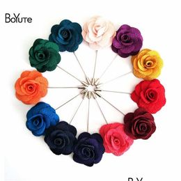 Jewelry Boyute 20pcs 22 couleurs à la main le revers fait à la main Camellia fleur épingle femmes hommes broche Boutonniere Fashion Jewelry2627 Drop Deli Dhtaj