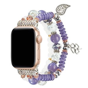 Bijoux Bracelet Bracelet Pour Apple Watch 41mm 45mm 44mm 42mm 40mm 38mm Bandes Femmes Bracelet Perlé iwatch 7 6 5 4 3 Se Série Accessoires De Bracelet De Montre