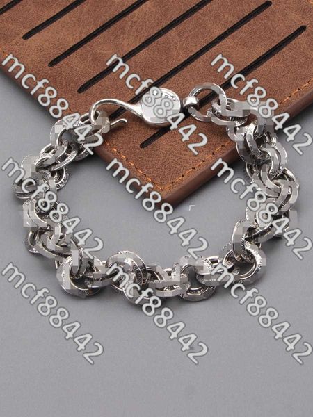 Bijoux Bracelet Thai Argent Rétro Cour Lettres Double Anneau Mode Mâle Personnalité Hip Hop Art Main Femme Ks3f