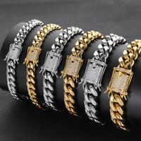 Bracelets de bijoux 10 mm 12 mm Chaînes de tennis Design pour femmes Bracelet en acier Hip Hop Chaintitanium With CZ Diamond Diamond Lover Gold Silver Rose Fashion Luxury Chain de luxe