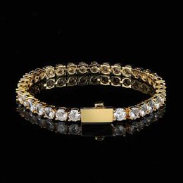 Bracelets de bijoux 3mm 4mm 5mm Chaînes de tennis Design pour femmes Hommes Chaîne hip hop Bracelet en acier titane avec diamant CZ Lover Gold S306a