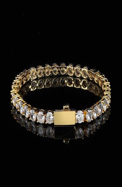 Bracelets de bijoux 3 mm 4 mm 5 mm Chaînes de tennis Design pour les femmes Bracelet en acier Hip Hop Hop Hop avec CZ Diamond Lover Gold S2065104