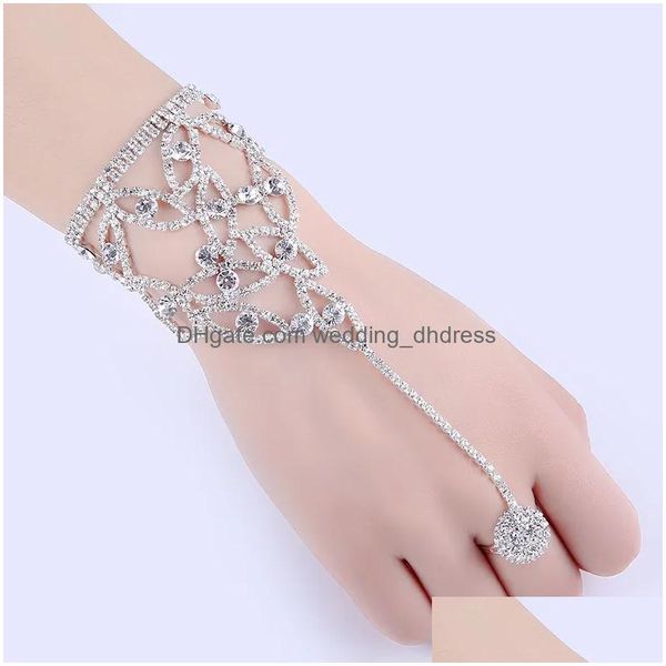 Bijoux Bridal Crystal Hingestones Diamonds Bracelet avec bague bracelet Prom Aream Party Accessoires Drop Livraison Événements de mariage DHA2H