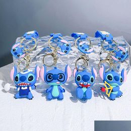 Joyería Cartoon Linda animación Blue Dragon Keychain Mochila Accesorios de anillo de llave Hegida Mti Colors Drop entrega de niños Maternidad Otlxf