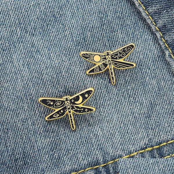 Bijoux dessin animé insectes libellules vêtements broche sun lune étoile peinture épingles animales pour femmes sacs de jupe de pull