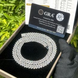 Chaînes de bijoux pour hommes bracelet 14 mm femmes Sier Linkchain Pass Diamond Tester Gra VVS Collier cubain Moisanite Collier Personnalisez