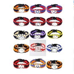 Sieraden Bedelarmbanden Amerika voetbal basketbal honkbal teem paracord armband Gevlochten Pulse Outdoor Camping Rescue Aangepaste logoparaplu