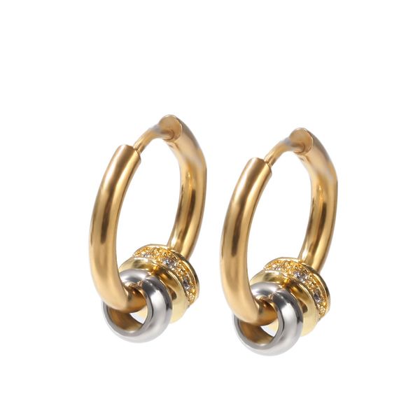 Boucles d'oreilles circulaires à breloques pour femmes et hommes, bijoux classiques en Zircon, petite couleur or argent, en cristal