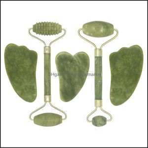 Limpiadores de joyería Rodillo de pulido Natural Jade Face Masr Gua Sha Scraper Set Gouache Guasha Tool Designer Body Wholesale 860O Drop Delivery 2