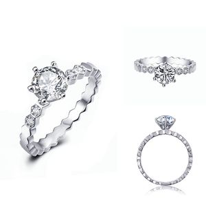 Sieraden Cluster Ringen 14K AU585 Witte Gouden Ring Vrouwen Wedding Anniversary Engagement Party 4 Claw Round Moissanite Diamond