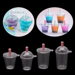 Composants de bijoux 10 pièces Mini tasse Frappuccino tasse à café maison de poupée Miniature Simulation en plastique gâteau crème tasses porte-clés Making253S