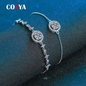 Bijoux Cosya Sterling Sier Real 1 Carat Moisanite Diamond Bracelet For Women Sparkling Party Fine Jewelry Valentin Cadeaux