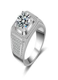 Bijoux cubique zircone Pinky anneau pavé 5 rangées CZ large bande Solitaire hommes bague de fiançailles argent plaqué Brass9816874