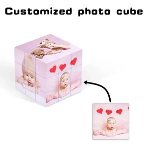Cube photo personnalisé avec image pour nouveau-né et enfant, cube multi-images personnalisé, jeu de puzzle amusant, cadeaux, décoration de bureau à domicile