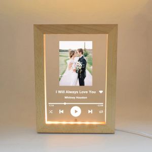 Bijoux Album personnalisé Photo Musique Glassify Code Cadre photo Panneau acrylique personnalisé Lampe LED Veilleuse Cadeau de Saint Valentin