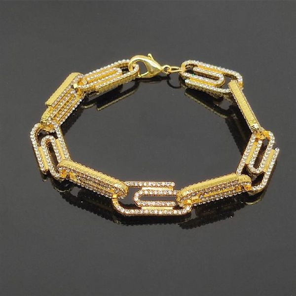 Bracelet de créateur de bijoux pour femmes, en acier inoxydable, chaînes d'amour, mauvais œil, charme entier Hip Hop, trombone 10mm, diamon300Z