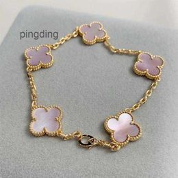 Diseñador de joyas Cadena Van Pulsera de trébol de cuatro hojas Cleef Van Pulseras 2024 Trébol de lujo Madreperla Oro de 18 quilates Marca Amor Brazalete Encanto Cristal brillante Diamante