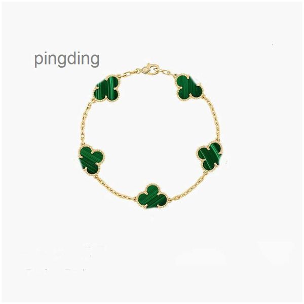 Bijoux Designer Chaîne Van Trèfle À Quatre Feuilles Bracelet Cleef Van Bracelets Charme Mode S Pour Filles Femmes 18K Or Sier Noir Blanc Rouge Vert Marque Fête De Mariage Drop Dh