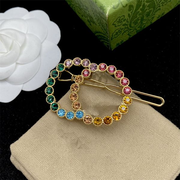 Diseñador de joyas color diamante oro Pinzas para el cabello Barrettes dama regalo de boda