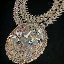 Créateur de bijoux personnalisé style hiphop diamant moissanite glacé argent sterling 925 plaqué or 18 carats pendentif certifié VVS GRAHipHop
