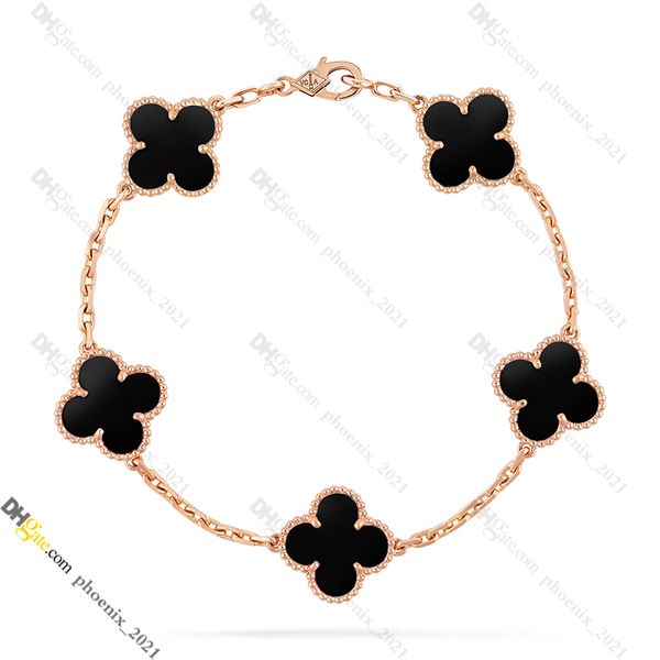 Créateur de bijoux pour femmes, bracelet trèfle à breloques en acier titane plaqué or 18 carats, ne se décolore jamais, non allergique, or/argent/rose, Store/21621802