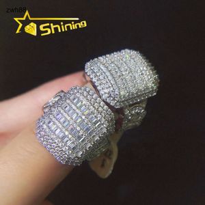 Créateur de bijoux design de luxe livraison directe bague de bijoux fins personnalisé 925 bagues en argent sterling hip hop moissanite pour hommesHipHop