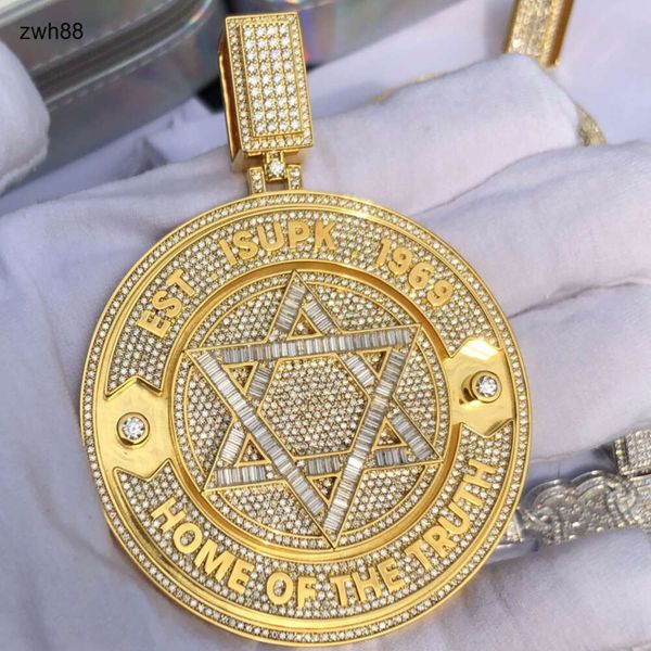 Créateur de bijoux fabriqué 925 argent Moissanite pendentif personnalisé plaqué or pendentifs charme VVSHipHop