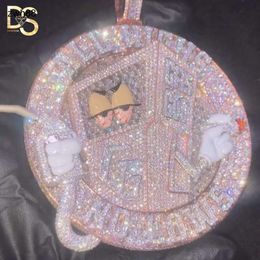 Créateur de bijoux personnalisé personnalisé grand collier Baguette mousseux Mossanite 3D pendentif pour Hip Hop MenHipHop