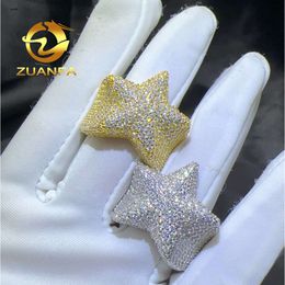 Bijoux Designer Zuanfa Full Moissanite Pave Rapper Ring 925 Sterling Silver Star Design Ice Out Mens Cuban Moisanitehiphop