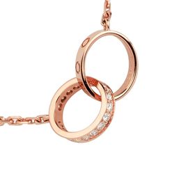 Les créateurs de bijoux aiment le collier Rose Gold Platinum chaîne vis diamant double cercle collier soeur pendentif en acier inoxydable weddi6650142