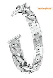 Bijoux Diamants Smart Stracles Watchband Galaxy Watch 3 Watch 3 41mm 4 Band 44 mm 40mm Femmes Bling Solid Inneildless Steel Metal Rempac9450119