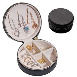 Sieradendisplay case sieraden doos ring juwelen ketting houder oorbellen noppen staten doosjes draagbaar pu lederen creatieve reisorganisator opslaggeschenken dh862