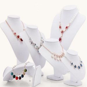 Présentoir à bijoux, étagère d'exposition de colliers, porte-bijoux, boîte de support pour bijoux, support de pendentif de collier, cuir blanc 3226