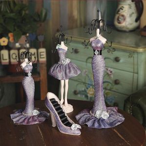 Présentoir à bijoux Barbie Objets décoratifs Bijoux de style européen spectacle cadeau remise quatre pièces ensemble violet rouge Yan