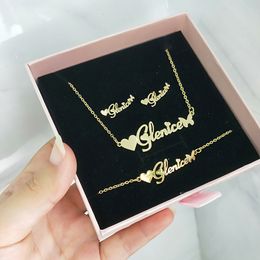 Sieraden dodoai aangepaste sets trendy letter oorbellen roestvrijstalen naam ketting met ketting