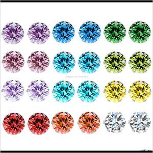 Sieraden drop levering 2021 Crystal for Women Six Claw Rainbow Color Zirkon Mens Stud oorrings 12pairs/Set Christmas Gift Hjmuw