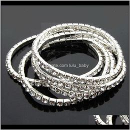 Bijoux Drop Livraison 2021 Bracelet de mariage Blanc Plein Élastique Multicouche Tennis Bracelet Bracelets 1-5 Rangées Cristal Clair Strass Pour Ladie