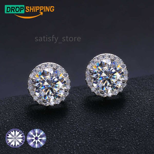 Bijoux Dropshipping Fournisseur 2023 Fashion Gold plaqué 925 argent sterling VVS VVS Moisanite Diamond Halo Boucles d'oreilles