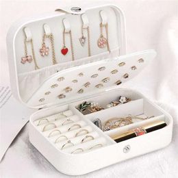 Aufbewahrungsbox für Schmuck, Ohrringe, Ringe, Halsketten, PU-Leder, tragbarer Organizer für Reiseetui 210315274m