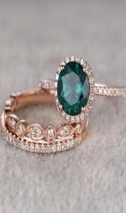sieraden smaragd Solitaire ringen 14K vergulde ringen sets zirkon setting voor vrouwenmode van 5401239