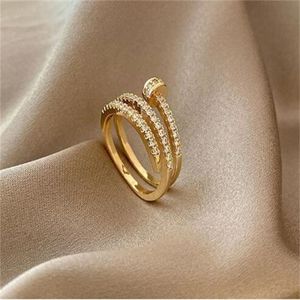 Joyería exquisita, anillo de circón chapado en oro Real de 14K, elegante regalo de boda ajustable con apertura para mujer AB8