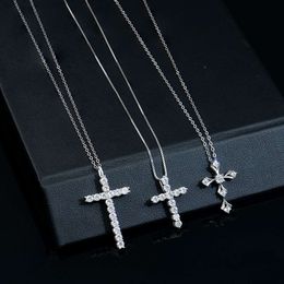 sieraden fabriek dames verstelbare 5 cm 925 sterling zilver vvs mosanite moissanite diamanten ketting kruis hanger ketting