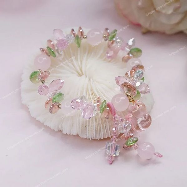 Ruifan Animal renard pendentif pierre naturelle rose cristal perlé bracelets pour femmes filles mode bijoux accessoires cadeaux YBR563 Fashion JewelryBracelets