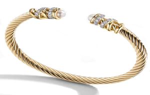 Sieraden modearmband dames geweven stalen touw ingelegd met Haoshi roestvrij staal 18K goud open armband6444190