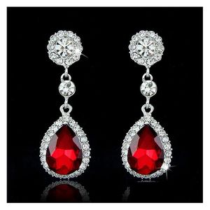 Bijoux Mode Cristaux De Mariée Boucles D'oreilles Sier Strass Longue Boucle D'oreille 5 Couleurs Cadeau Livraison Fête Événements Accessoires Dhupn