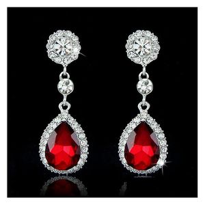 Bijoux Mode Cristaux De Mariée Boucles D'oreilles Sier Strass Longue Boucle D'oreille 5 Couleurs Livraison De Cadeau De Mariage Événements De Fête Accessoires Dhdo2